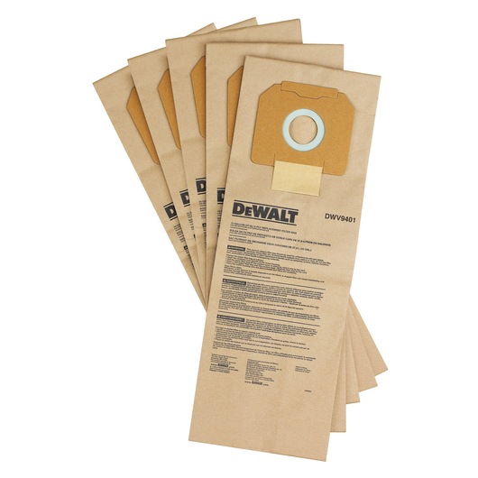 Paper bag 5 Pack for DEWALT dust extractors.
